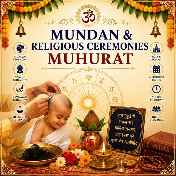 मुंडन एवं संस्कार मुहूर्त (Mundan & Religious Ceremonies Muhurat)
